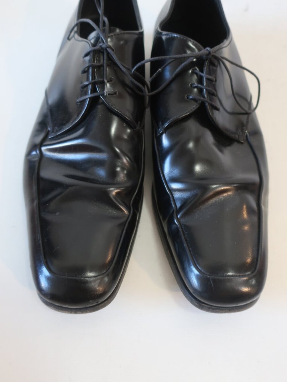 Mens Prada Black Leather Square Toe Oxford Lace Up Shoes Size 11 - Picture 4 of 12